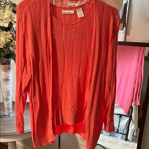 Coral Open Knit Sweater